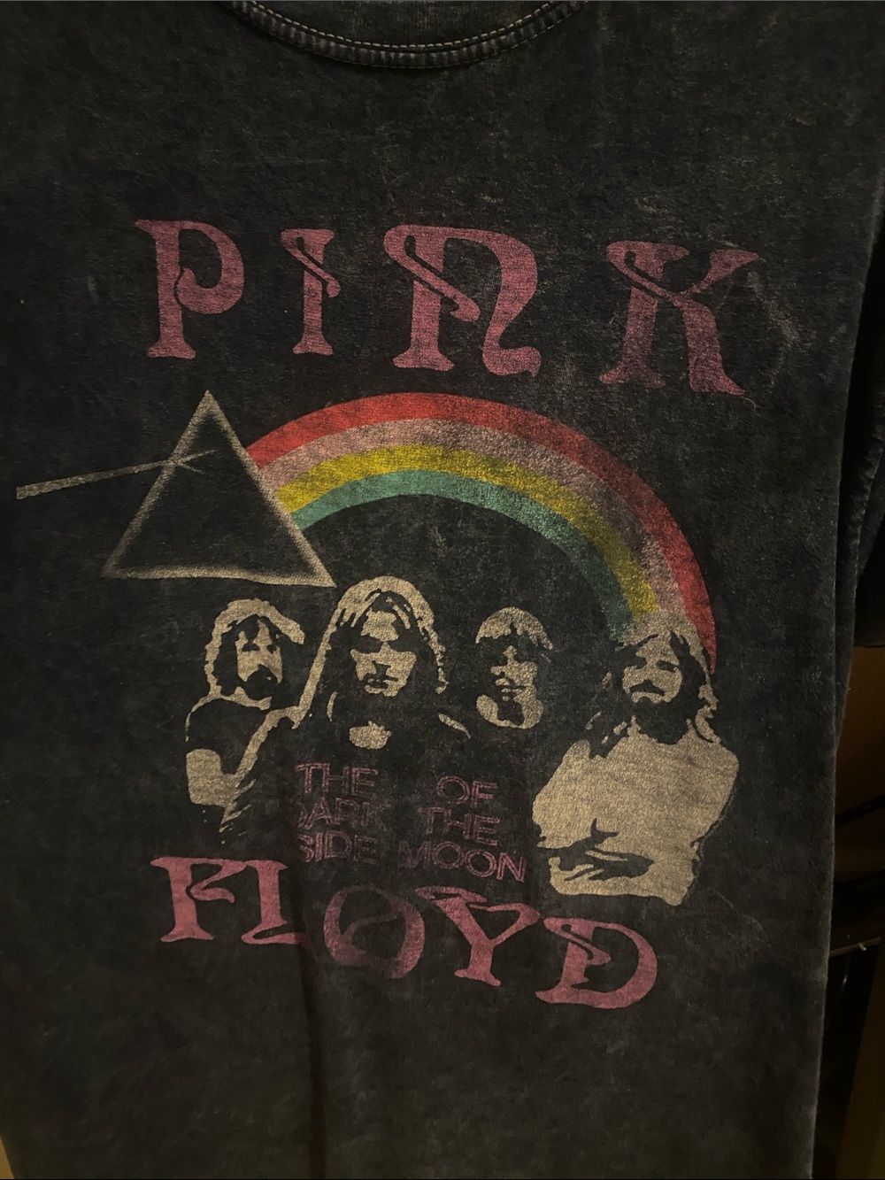 Pink Floyd Rainbow Prism Band Tee - Black with Pink & Multi Size S Men’s